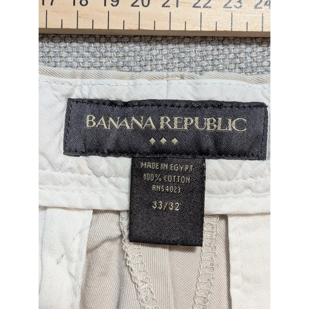 Banana Republic Mens Pants Khaki 33x32 Twill Breathable Pockets Regular Chinos